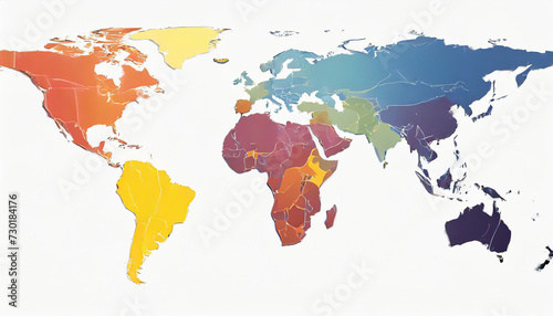 Illustration of a Colored map of world