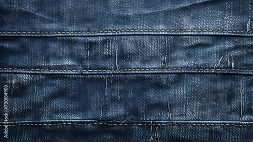 Texture of blue jeans with visible stitching detail