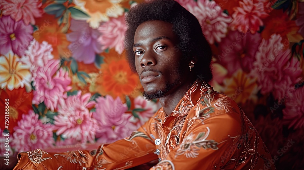 Black man fashionably dressed iconic fashion trends of 1970's style ...