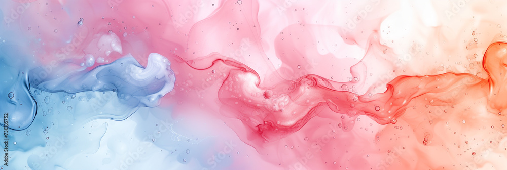 Soft and pastel-colored alcohol ink splashes background. Banner image.
