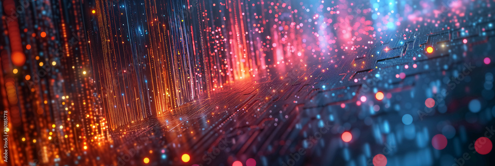 Abstract technology futuristic banner background with glowing neon lights. Machine learning algorithms illustration. Abstract technology futuristic banner background with glowing neon lights. Machine learning algorithms illustration.