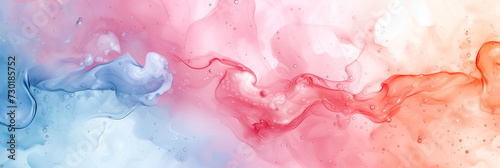 Soft and pastel-colored alcohol ink splashes background. Banner image.