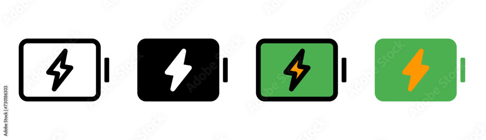 Battery icon on white background.  Battery symbol.  charging, battery, electricity.  flat and colored styles.  for web and mobile design.