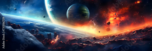 Embark on an astral journey through the vast, enigmatic canvas of the cosmos, where stars, nebulae, and galaxies harmonize in a celestial dance, creating a captivating and profound spectacle in the v