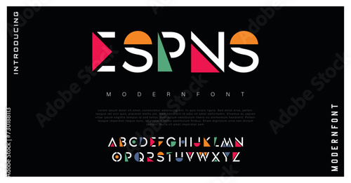 Espns Modern abstract digital alphabet font. Minimal technology typography, Creative urban sport fashion futuristic font and with numbers. vector illustration
