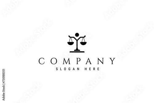 Law firm logo design. Law office set with scales of justice. flat vector design template