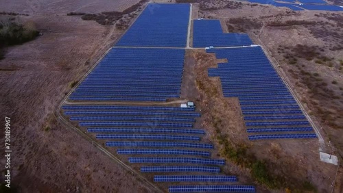 Photovoltaic power stations generate clean and green energy in rural farmland in Greece photo