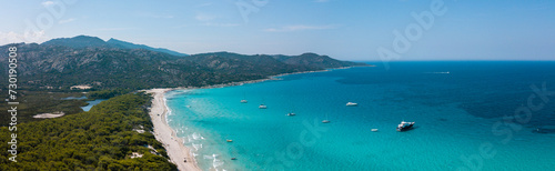 Drone photography of Saleccia beach with turquoise waters in Cap Corse © Sylvain