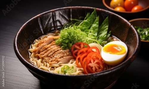 Healthy Bowl of Noodles With Meat and Vegetables