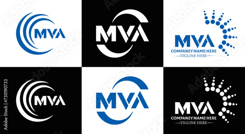 MVA logo. MVA set , M V A design. White MVA letter. MVA, M V A letter logo design. Initial letter MVA letter logo set, linked circle uppercase monogram logo. M V A letter logo vector design.	
 photo