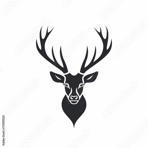 Deer head silhouette flat logo no color © Cdric