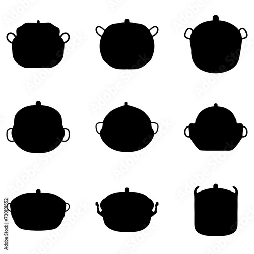 Boiling pot silhouette. Cooking ware flat design