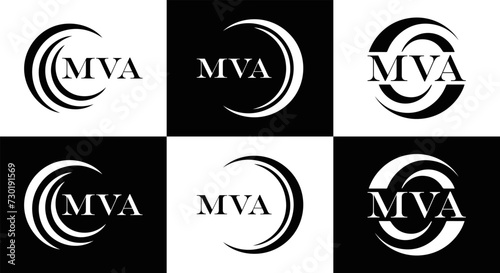 MVA logo. MVA set   M V A design. White MVA letter. MVA  M V A letter logo design. Initial letter MVA letter logo set  linked circle uppercase monogram logo. M V A letter logo vector design.  