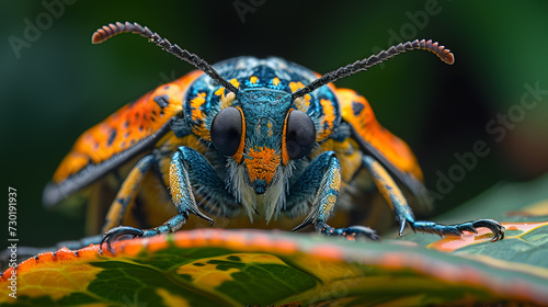 Close-up of colorful insects such as bugs, beetles, they have beautiful colors. © Nawarit
