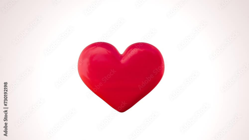 3D red heart on white background. Heart workout animation. 3D red heart on white background. Heart workout animation.