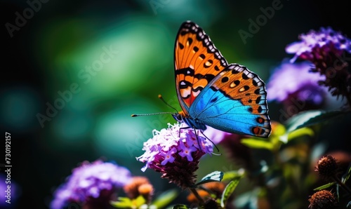 Butterfly Perched on Purple Flower