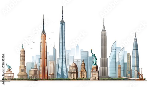 A Drawing of a City With Tall Buildings