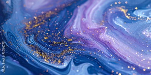 Beautiful colorful abstraction of liquid paints in slow blending flow mixing together gently