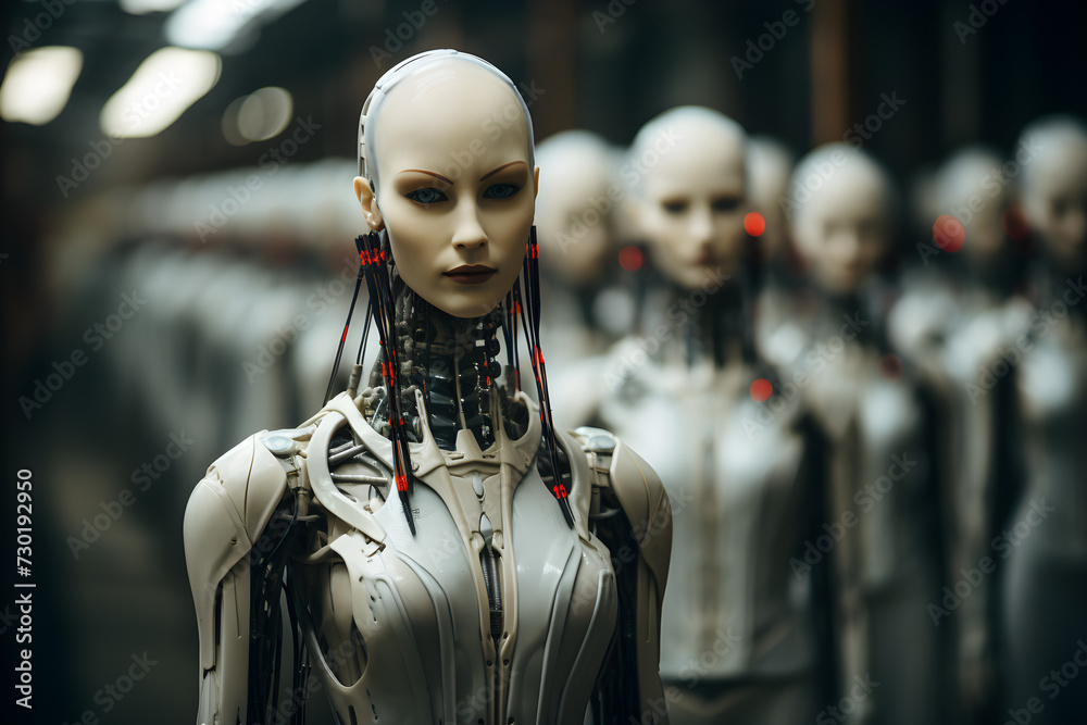 A humanoid robot in a factory A humanoid robot in a factory