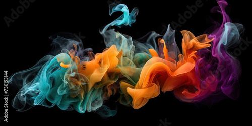 Vivid Multicolored Smoke Density on Black Background