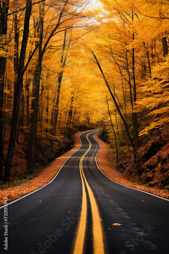 Herbstliche Straße durch den Wald © Christopher