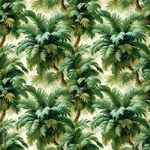 Seamless pattern with palm tree, tropical background photo