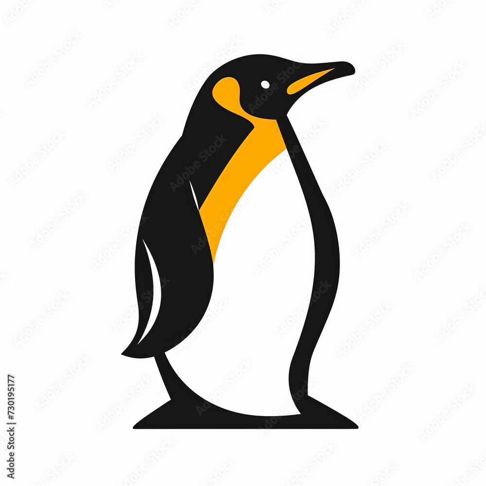 Obraz premium Cute penguin illustration on flat background color. 