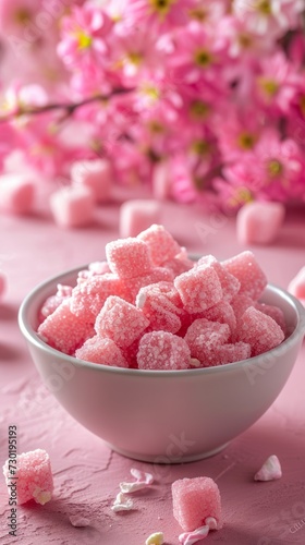 Image featuring handmade candies showcased on a pastel background, fruit jelly