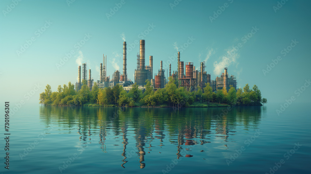 Fototapeta premium Green Industry Eco Power Factory Good environment ozone air low carbon
