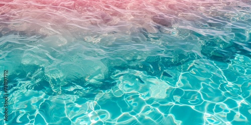 Blue pink water in swimming pool with sun reflections. Abstract background for design