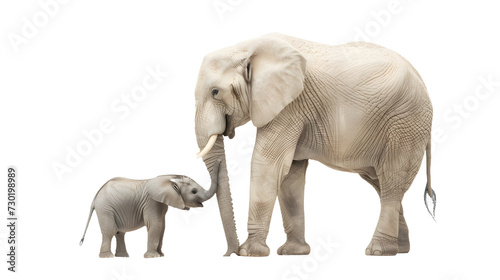 Adult Elephant and Baby Elephant Standing Side by Side