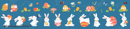 Easter rabbit, easter Bunny. Vector illustration.