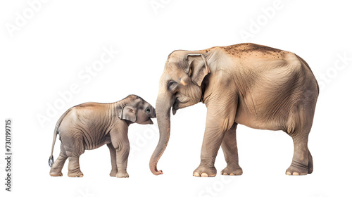 Adult Elephant Accompanied by Baby Elephant