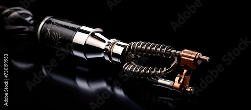 Close-up of a smoking pipe on a black background with reflection