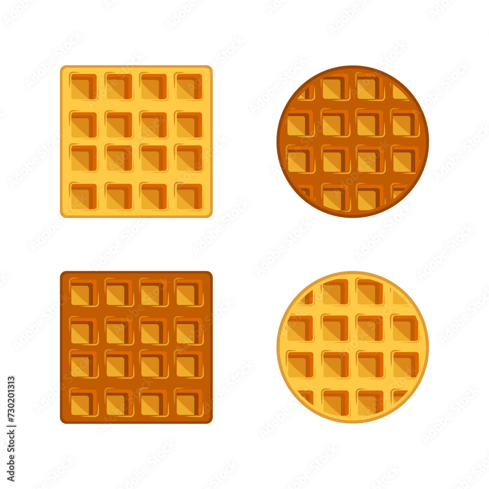 Vector set illustration with waffle iron on white background for banner design. Flat style vector