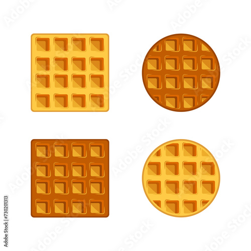Obraz na płótnie Vector set illustration with waffle iron on white background for banner design. Flat style vector w salonie