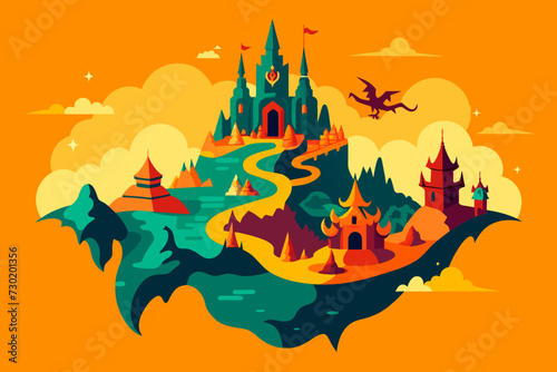 A handdrawn map of a fictional fantasy world with intricate details of mystical creatures and exotic landscapes waiting to be explored.