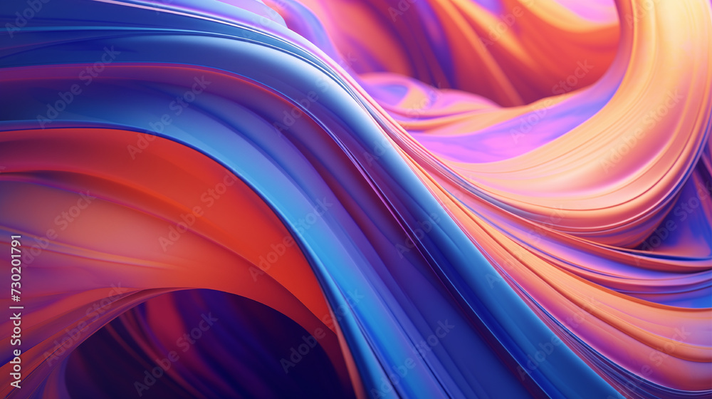 Naklejka premium Vivid abstract swirl in purple, orange & blue, inspired by Unreal Engine 5, mesmerizing colors capes.
