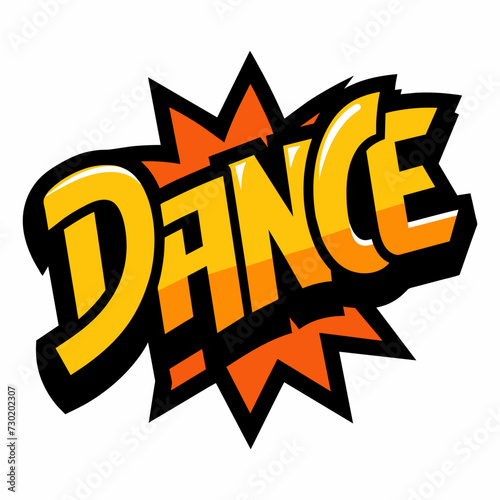 The word DANCE in street art graffiti lettering vector image style on a white background.