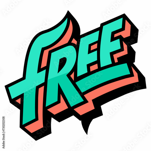 The word FREE in street art graffiti lettering vector image style on a white background.