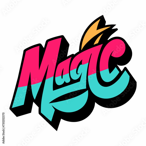 The word MAGIC in street art graffiti lettering vector image style on a white background.