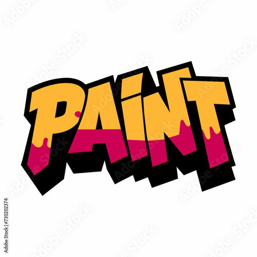 The word PAINT in street art graffiti lettering vector image style on a white background.