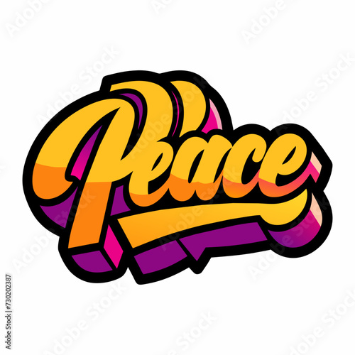 The word PEACE in street art graffiti lettering vector image style on a white background.