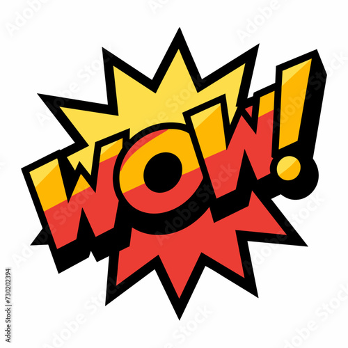 The word WOW in street art graffiti lettering vector image style on a white background.