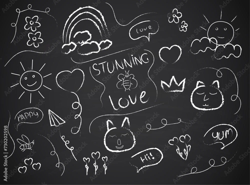 Love Valentines doodles on board