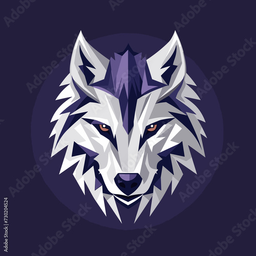 Flat vector illustration of a wolf head logo style photo