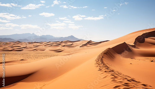 Majestic mountain range  striped sand dunes  tranquil beauty in nature generated by AI