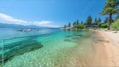 Idyllic Lake Tahoe - 4K Seamless Looping Video Background and Wallpaper in the Sierra Nevada Mountains photo
