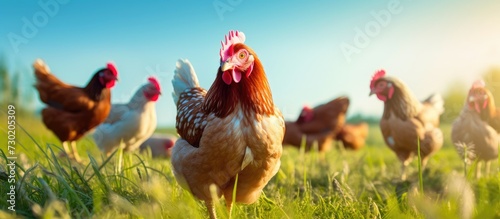 Rooster in the meadow on a sunny day.  © andri