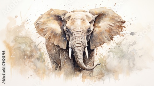 Elephant portrait watercolor illustration